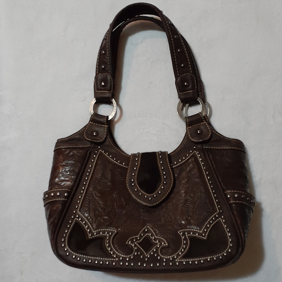 Montana West Handbags - Trinity Ranch Embellished Hair on Hide Shoulder Bag